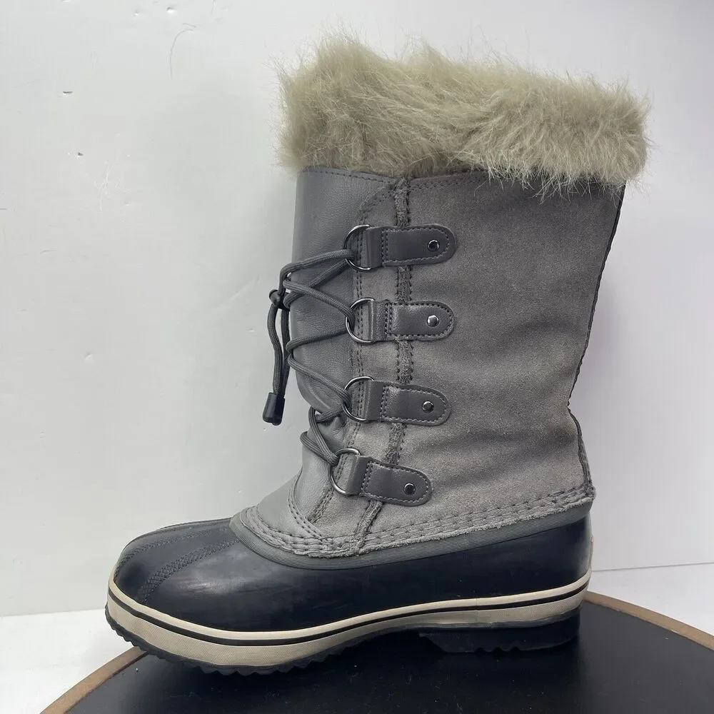 SOREL Joan of Arctic Winter Boots Women Sz 5 Gray Faux‎ Fur Insulated Waterproof
